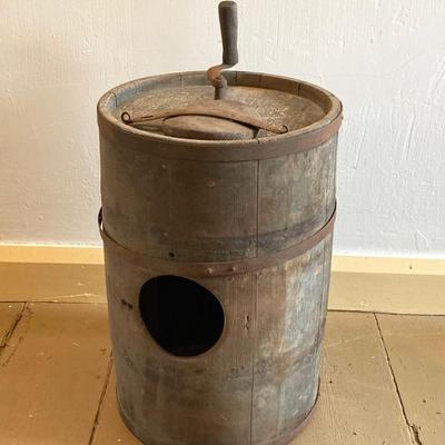 LOT 249: Antique Barrel Butter Churn with Stand