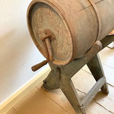 LOT 249: Antique Barrel Butter Churn with Stand