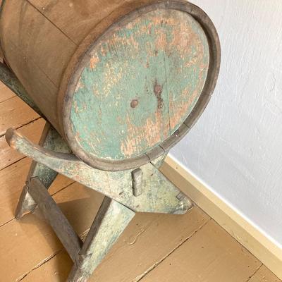 LOT 249: Antique Barrel Butter Churn with Stand