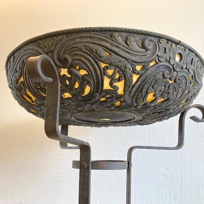 LOT 252: Vintage Plant Stand with Ornate Planter / Bowl