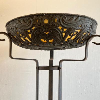 LOT 252: Vintage Plant Stand with Ornate Planter / Bowl