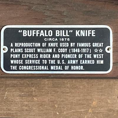 LOT 253: "Buffalo Bill" Knife - William F. Cody Reproduction Knife by Carvel Hall and Wall Display