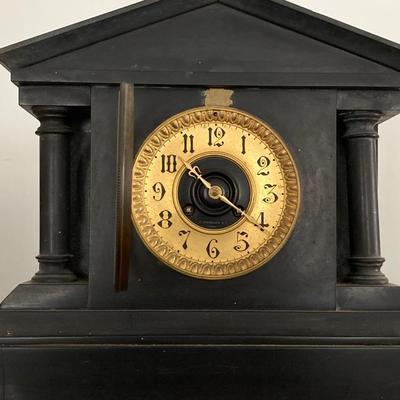 LOT 254: Vintage Le Boutillier & Co Paris Stone Mantel Clock