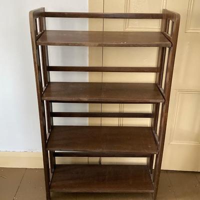 LOT 255: Vintage Wooden Folding Bookcase / Shelf Unit