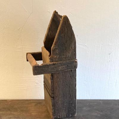 LOT 258: Vintage Primitive Wood Metal Cranberry Rake / Scoop and Finley Acker & Co Jug