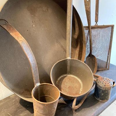 LOT 259: Vintage / Antique Outdoor Cookware, Utensils and More