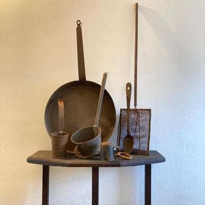 LOT 259: Vintage / Antique Outdoor Cookware, Utensils and More