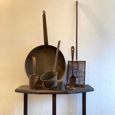 LOT 259: Vintage / Antique Outdoor Cookware, Utensils and More