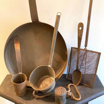 LOT 259: Vintage / Antique Outdoor Cookware, Utensils and More