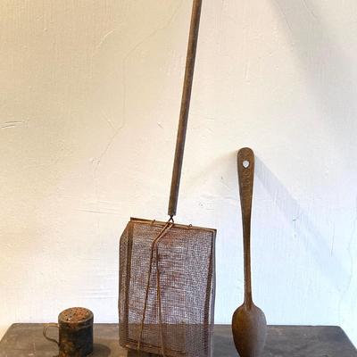 LOT 259: Vintage / Antique Outdoor Cookware, Utensils and More