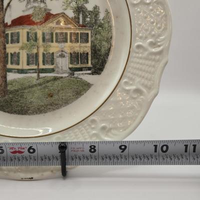 LOT 271: Vintage N.J. Historic Locations Plates, 6 Inch Square Crystal Plates, Bi-Centenary of The United States Cups, & Silver...