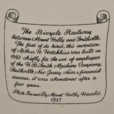 LOT 271: Vintage N.J. Historic Locations Plates, 6 Inch Square Crystal Plates, Bi-Centenary of The United States Cups, & Silver...