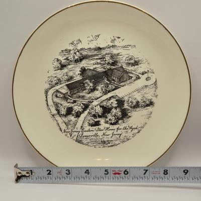 LOT 271: Vintage N.J. Historic Locations Plates, 6 Inch Square Crystal Plates, Bi-Centenary of The United States Cups, & Silver...