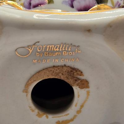 LOT 274: Formalities by Baum Bros. Egg, Falcon Ware Vase Numbered & Made in England, Miniature Cups and Sauces, Salt & Pepper...