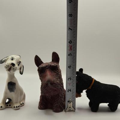 LOT 275: 1950s Ranger Joe Bowl and Mug, Dalmatian Dog Figure, Vintage Cast Iron Scottie Dog Coin Bank, Mohair with Straw Stuffing...