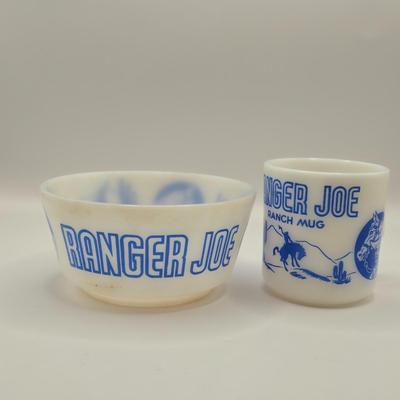 LOT 275: 1950s Ranger Joe Bowl and Mug, Dalmatian Dog Figure, Vintage Cast Iron Scottie Dog Coin Bank, Mohair with Straw Stuffing...