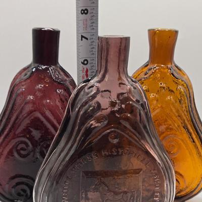 LOT 276: Amber & Amethyst Colored Glass Flasks & Decanters