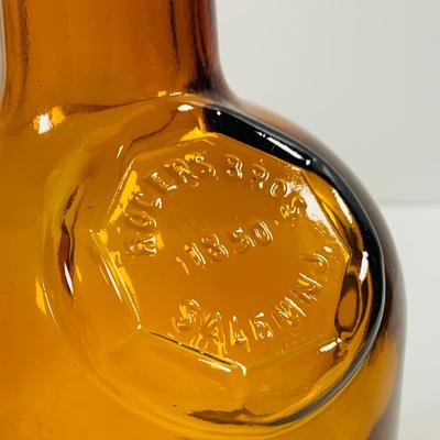 LOT 279: Collection of Vintage/Antique Amber Glass Bottles Including Rogers Bros - Salem, NJ - 1850, and Glassboro 1850 and More