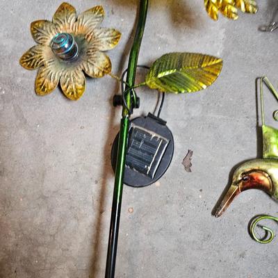 Outdoor solar yard art stakes Hummingbird and Butterflies