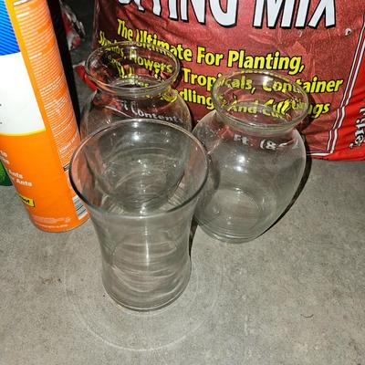 Gardening items -Pruning shears, Potting soil, Plant chemicals and fertilizers, gloves, long watering wand - tarp and more