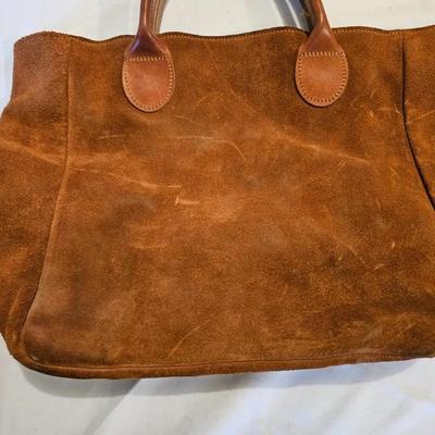 Vintage GH Bass Suede Leather Tote Brown with small leather wallet