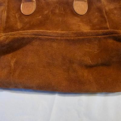 Vintage GH Bass Suede Leather Tote Brown with small leather wallet