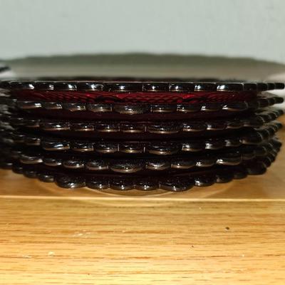 Avon Cape cod Ruby red dinner and Dessert plates 6 each - total of 12