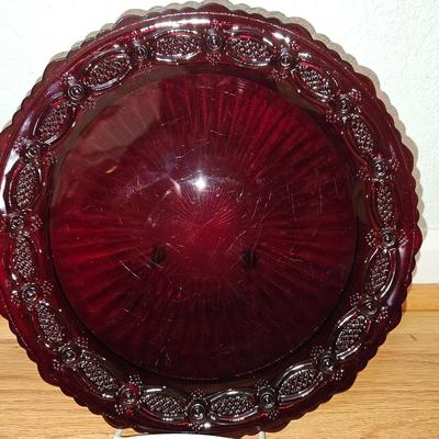 Avon Cape cod 4 Ruby red dinner plates with 3 bowls