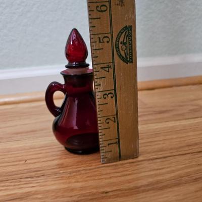 Avon Cape cod Ruby red salt & pepper shakers - vegetable bowl - pedestal bowl - cruet - and a dinner bell
