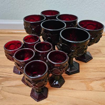 Avon Cape cod Ruby red Goblets 12 total 5" and 6"