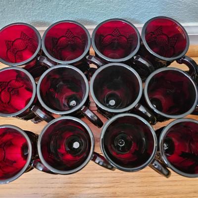 Avon Cape cod Ruby red Mugs and pitcher