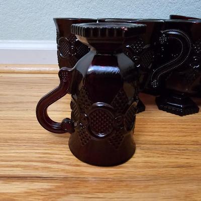 Avon Cape cod Ruby red Mugs and pitcher