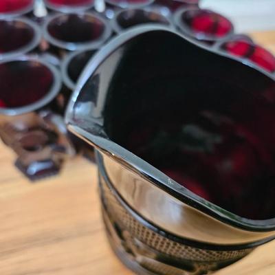 Avon Cape cod Ruby red Mugs and pitcher