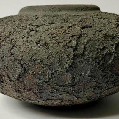 Jim Gremel Moonscape Textured Flashed Lava Glaze Vase
