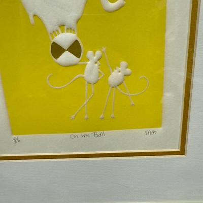MCM Framed Art: "On the Ball" Lithograph by MAR