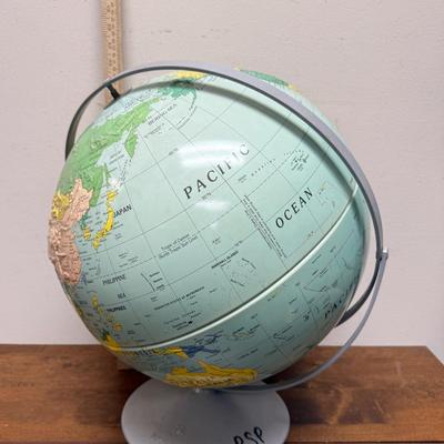 Vintage Nystrom Raised Relief 16" Political Globe and Stand