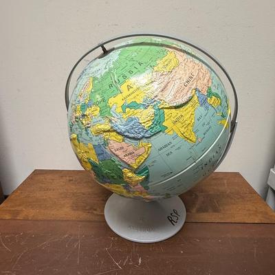 Vintage Nystrom Raised Relief 16" Political Globe and Stand