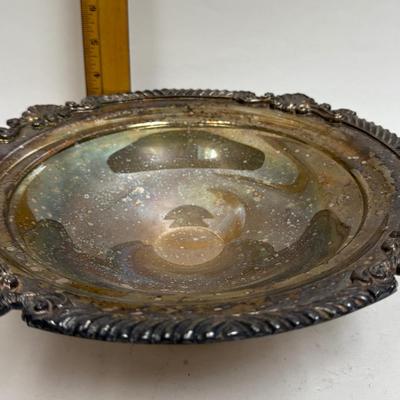 Silver Plated Copper Antique Pedestal Based Serving Bowl