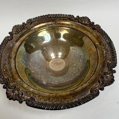 Silver Plated Copper Antique Pedestal Based Serving Bowl