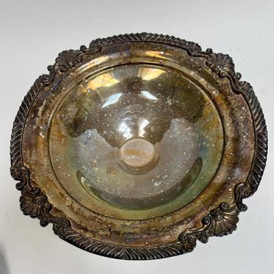 Silver Plated Copper Antique Pedestal Based Serving Bowl