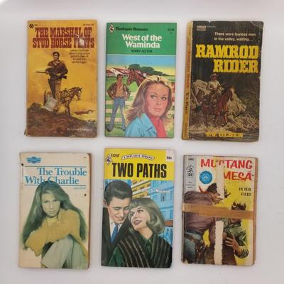 Lot of 12 Vintage Books Paperbacks/ Softcovers Westerns Romance Novels Novellas (Mustang Mesa,, Harlequin Romance, Sweet Dreams Teen)