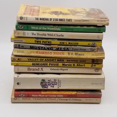 Lot of 12 Vintage Books Paperbacks/ Softcovers Westerns Romance Novels Novellas (Mustang Mesa,, Harlequin Romance, Sweet Dreams Teen)