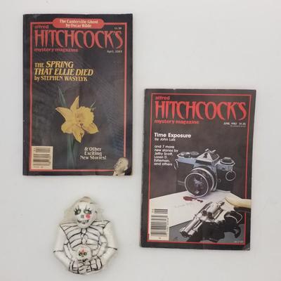 Lot of 4 Vintage Halloween / Mystery Novel Short Stories / Bat Theme: Alfred Hitchcock Mystery Magazines Vlad the Bat TY Attic Treasures...