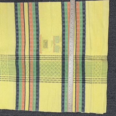 Vintage Yellow Plaid Cotton Tablecloth