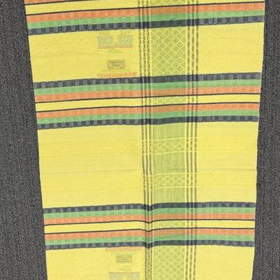 Vintage Yellow Plaid Cotton Tablecloth