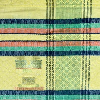 Vintage Yellow Plaid Cotton Tablecloth