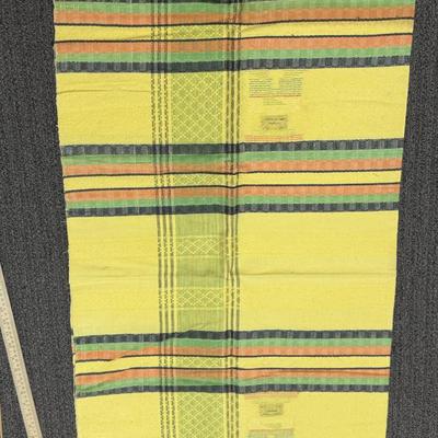 Vintage Yellow Plaid Cotton Tablecloth