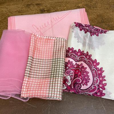 Vintage Scarf Lot - pinks! Some silk!