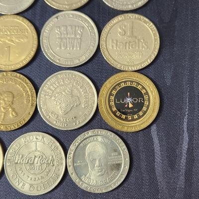 Collection of 29 Vintage Las Vegas & Other Casino Slot Machine $1 Coin Tokens