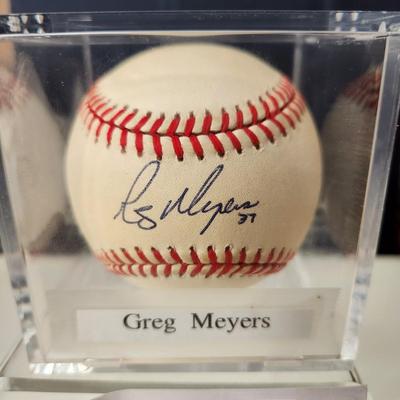Greg Meyers Signed Autographed Baseball in Collector Case